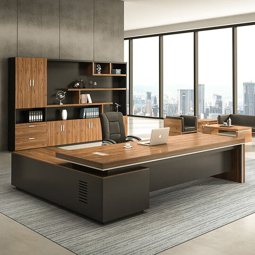 Olena Modern Executive Boss Desk Singapore - Main View Paint-Free Finish Office Desk