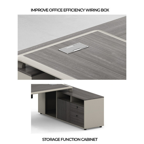 Olen Modern Boss Desk Singapore - Detail View PVC Edge Sealing Hardware Quality