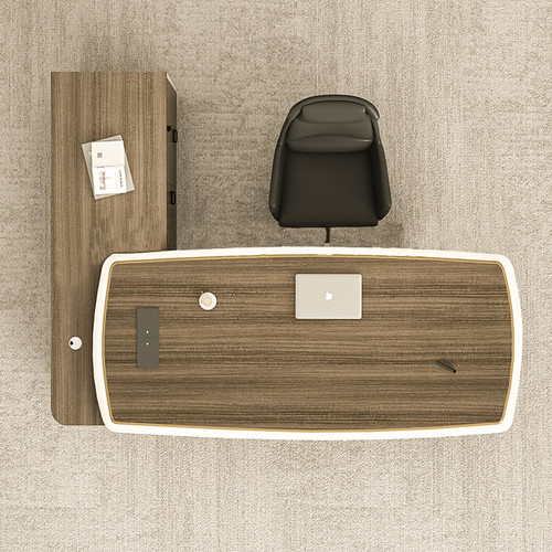 Olen Wooden Office Desk with Floating Island in Office Scenario Image B