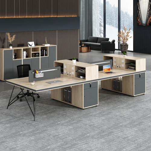 Olenka Wooden Workstation with Cabinet office workstation side view 1