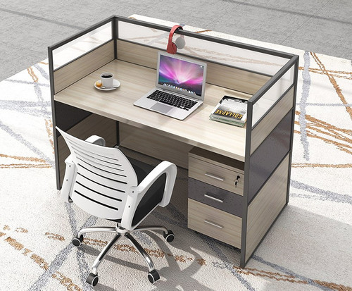 Boe MDP Wooden Office Workstation with Soundproof Glass Type A Detail 1