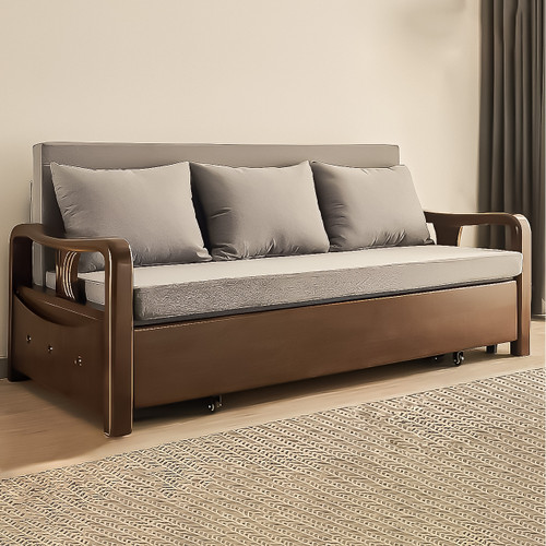 Fiat Cotton Linen Sofa Bed d Modern Style in Living Room Setting Scenario Image