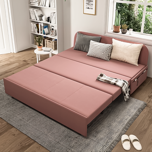 Mia Metal Frame Armless Sofa Bed in Living Room Scenario Image B