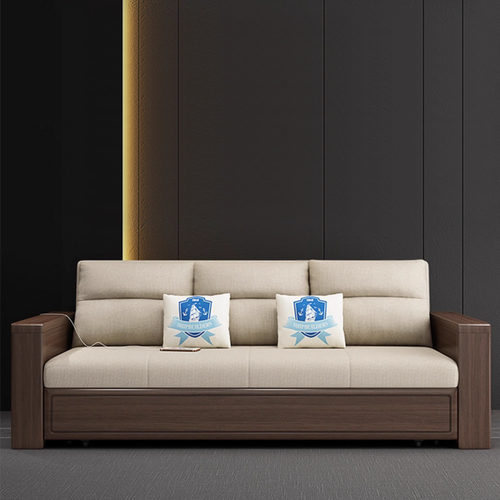 Mia Wooden Sofa Bed in Living Room Scenario Image B
