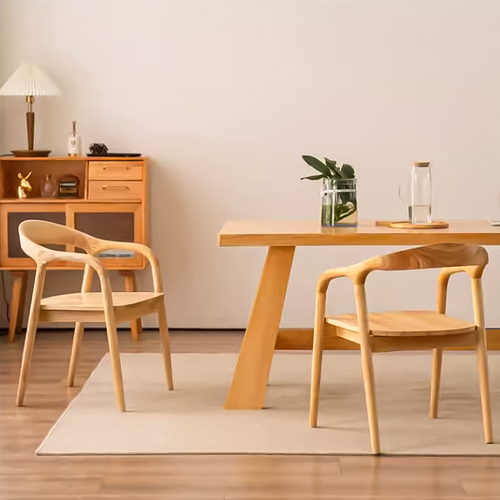 All-in-one solid wood dining chair with armrests Scenario Image B