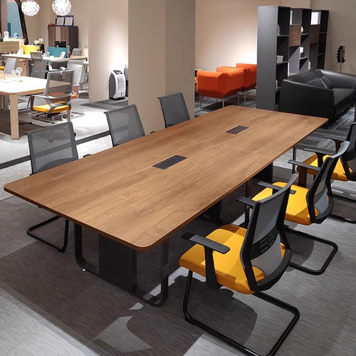 Inger Wooden Conference Table Singapore | Side View, American Cherry Wood Grain Finish