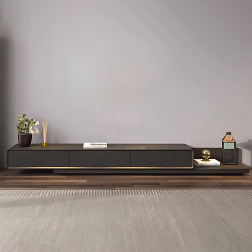 Brenna Retractable Wooden TV Console Singapore | Retractable, Natural Wood | Living Room Setting