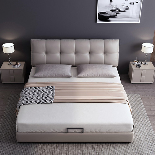 Sigrid Soft Leather Bed with Storage Image 2