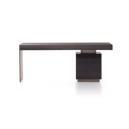 Eskel Wooden Study Table smoked oak veneer Singapore | Free Islandwide Delivery