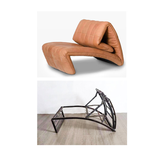 Kirk Foldable Leather Lazy Lounge Chair Detailed Image A