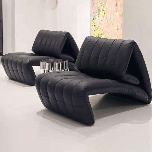 Kirk Foldable Leather Lazy Lounge Chair in home setting — Singapore