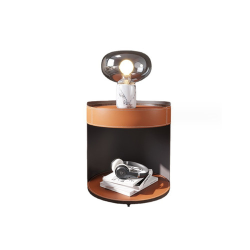 Inger Leather Round Bedside Table Featured Image