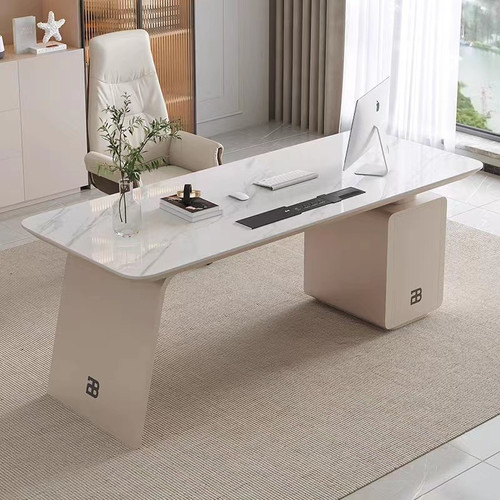 Alonzo rock slab desk side view Singapore — light luxury sintered stone study desk 1.4m 1.6m 1.8m 2m heat dissipation