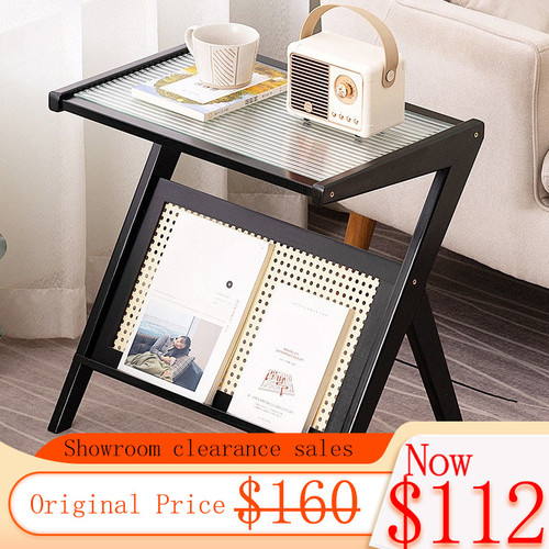 Maja Wooden Glass Side Table Japanese Style