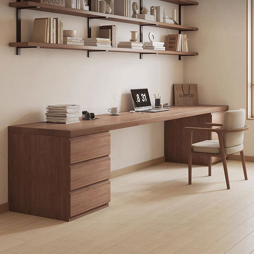 Noa Solid Wood Study Table with Drawers Singapore | solid wood, wood | Scenario D