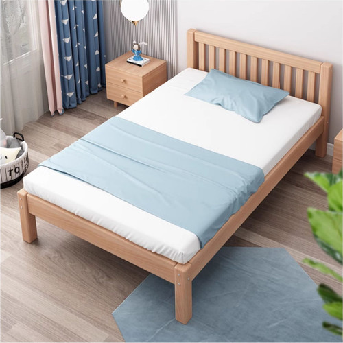 Scott Solid Wood Bed Frame Style A and Style B in natural wood colour and wood wax oil finish
