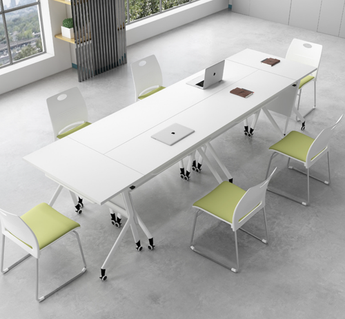 Nathaniel Foldable Table Singapore | Thickened Tabletop, Wood-Grain Privacy Panel