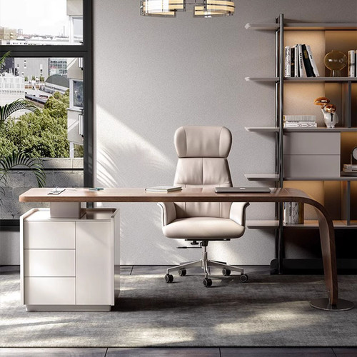 Oksana Solid Wood Office Table front view