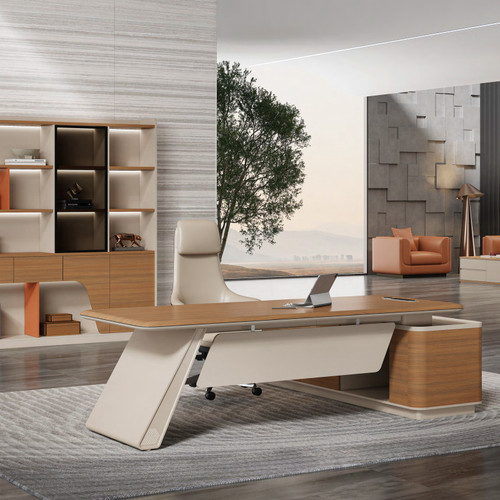 Merle director table Type B view Singapore — mid-size L-shape boss desk 2m 2.2m executive office Juncheng furniture
