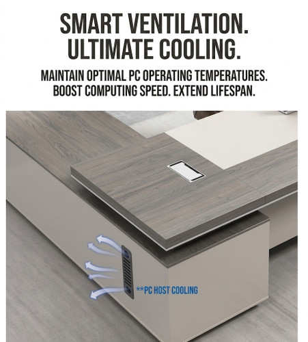 Strato Director Table Singapore | Smart Ventilation for PC Host Cooling | Free Delivery Singapore & Peninsular Malaysia