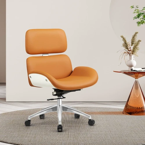 Orange Modern Ergonomic Executive Chair EVELYN EXECUTIVE CHAIR Singapore| Minimalist Home Office Interior Shot