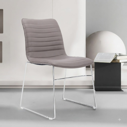 Light gray upholstery side profile Gianna Leather Office Chair Singapore | Slim frame executive chair, minimalist office seating