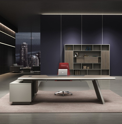 Orion executive director desk Singapore with double-layer tabletop and angled legs