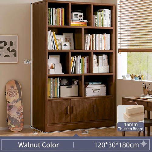 Emilia Solid Wood Bookshelf (Two-Door) Singapore | Linear Furnishings