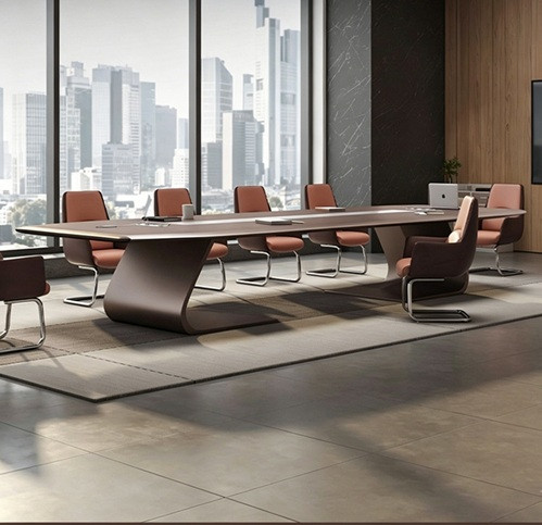 Dimas Conference Table Singapore boat-shaped tabletop with Rolls-Royce-grade metallic paint finish