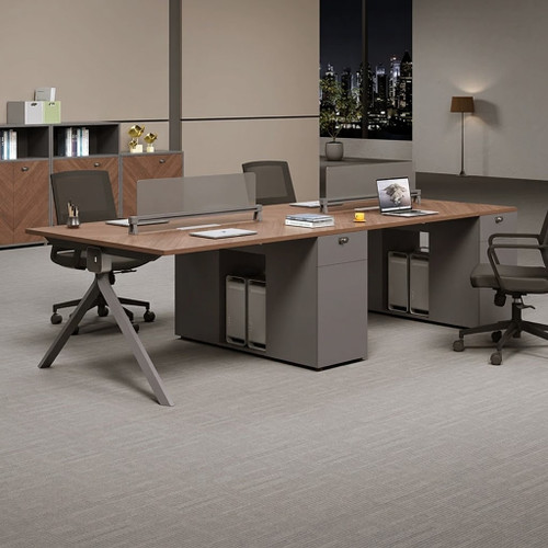 Rizki manager table in Khaki and Premium Gray colour options with modular office workstation setup Singapore