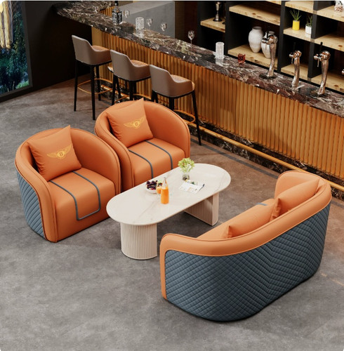 Yuito Office Sofa Singapore Orange and Grey Pairs in Office Setting