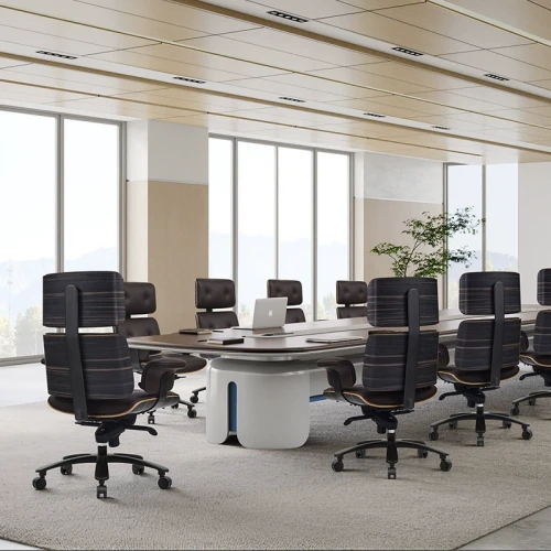Isaac Leather Ergonomic Chair Singapore — Executive Boardroom Scene