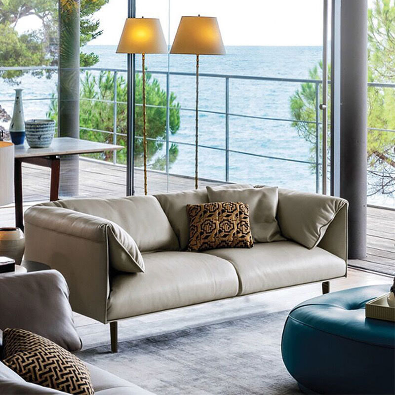 Pierce Leather Sofa in office setting — Linear Furnishings Singapore