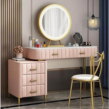 Trinette Marble Top Dressing Table Organizer with LED Vanity Mirror Singapore — Detail View