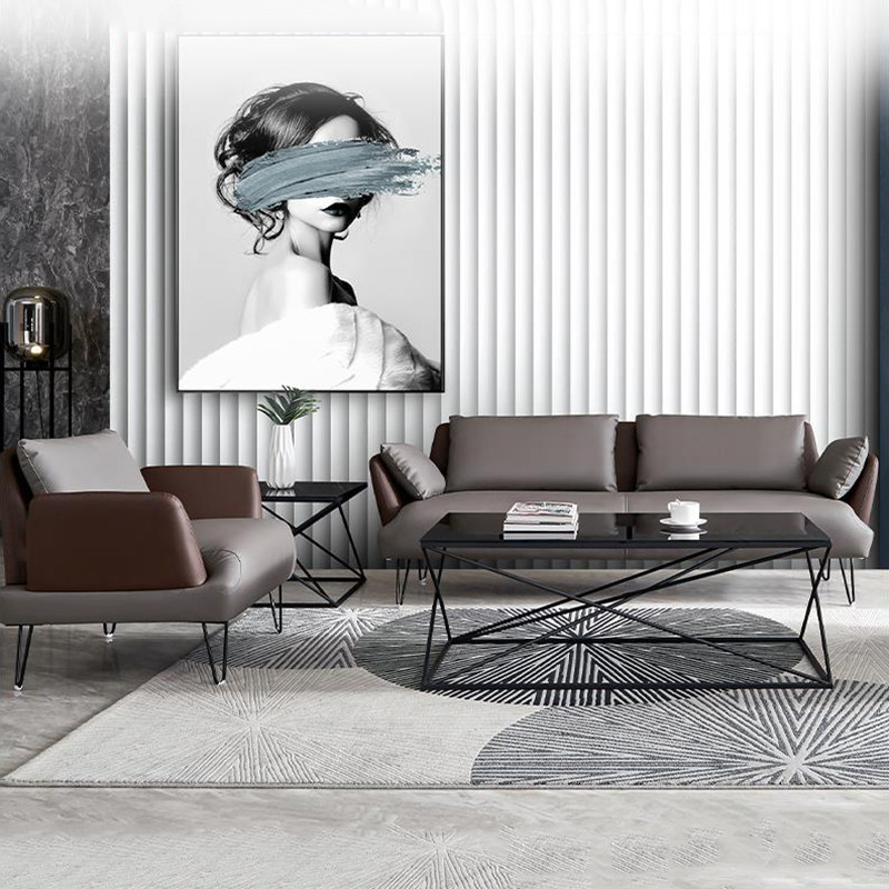 Fabrizio Leather Sofa Set Front View