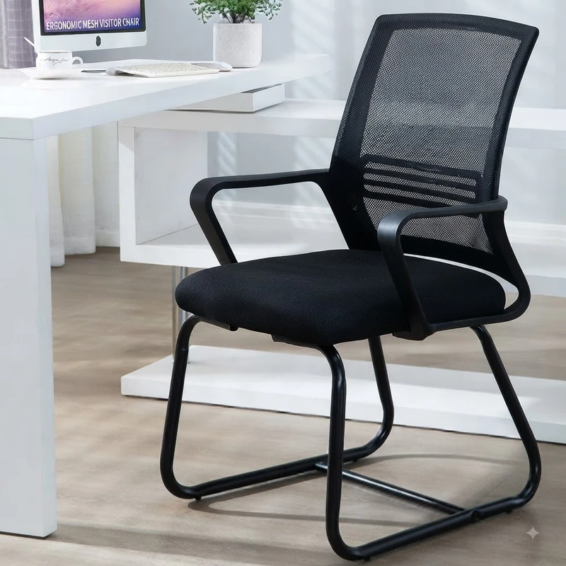 Black mesh chair white background shot Milan Home Office Chair Singapore| Studio product view, breathable mesh back