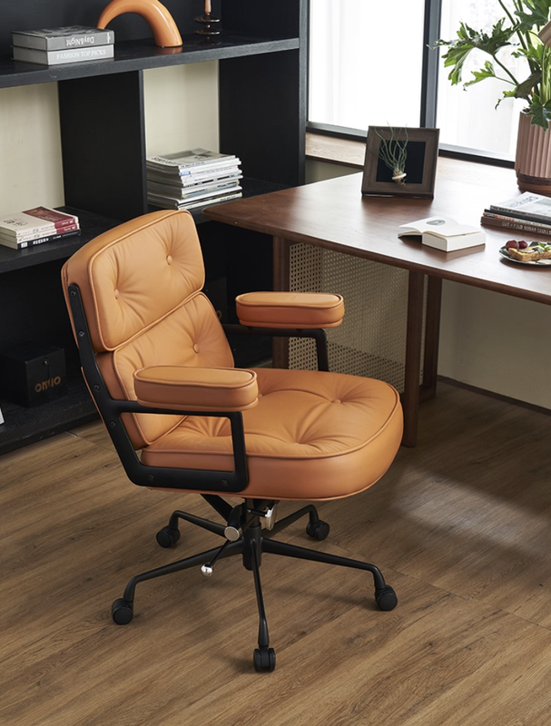 Gerd Leather Office Chair Quarter View - Orange