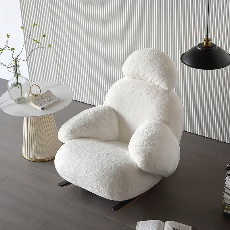 Ginny Flannel Fabric Rocking Chair in home setting — Singapore