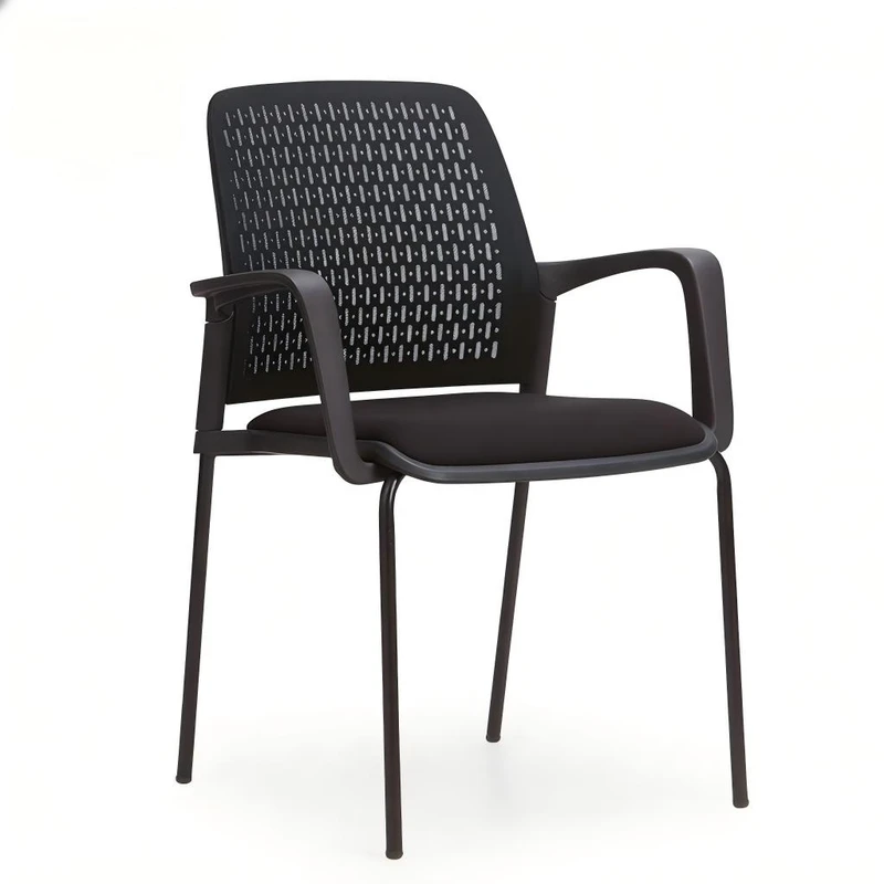 Black full mesh studio shot Ludwig Office Chair Singapore| Sled base visitor chair, ergonomic meeting seating