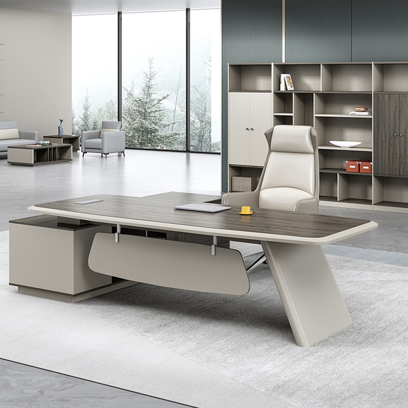 Bori Executive Desk Singapore overview — E1 board, 75° slanted leg, rounded corner desktop