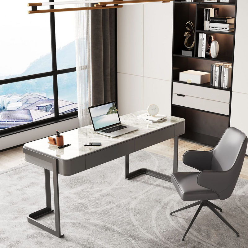 Dinas Rock Slab Office Table Singapore | Close-Up Scratch-Resistant Surface