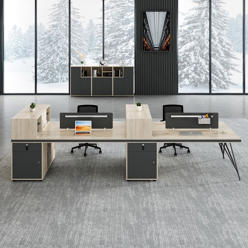 Olenka Modern Office Workstation Singapore - Main View Paint-Free Finish Staff Desk