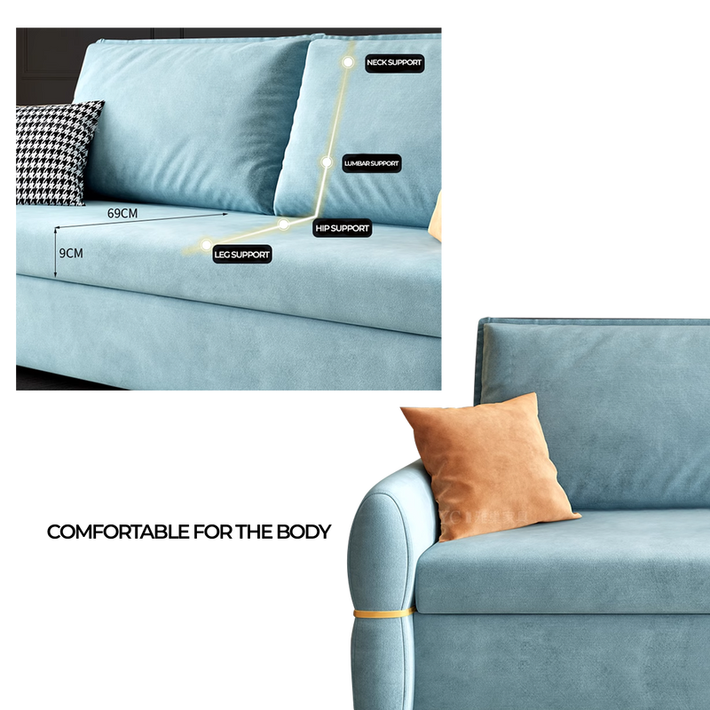 Mia Velvet Fabric Sofa Bed Modern Style