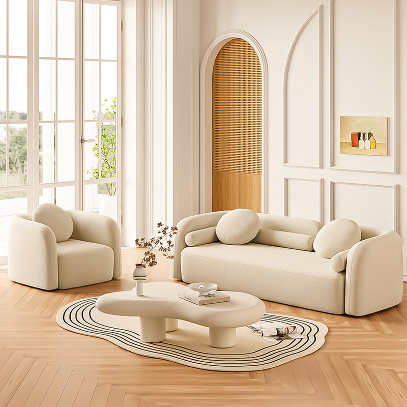 Kirk Simple Wool Sofa in Living Room Setting Scenario Image A
