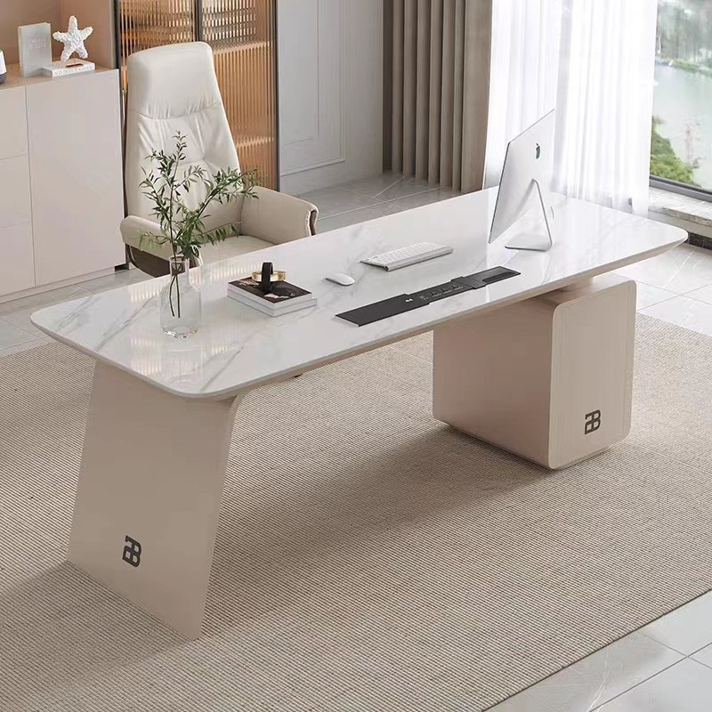 Alonzo rock slab desk side view Singapore — light luxury sintered stone study desk 1.4m 1.6m 1.8m 2m heat dissipation