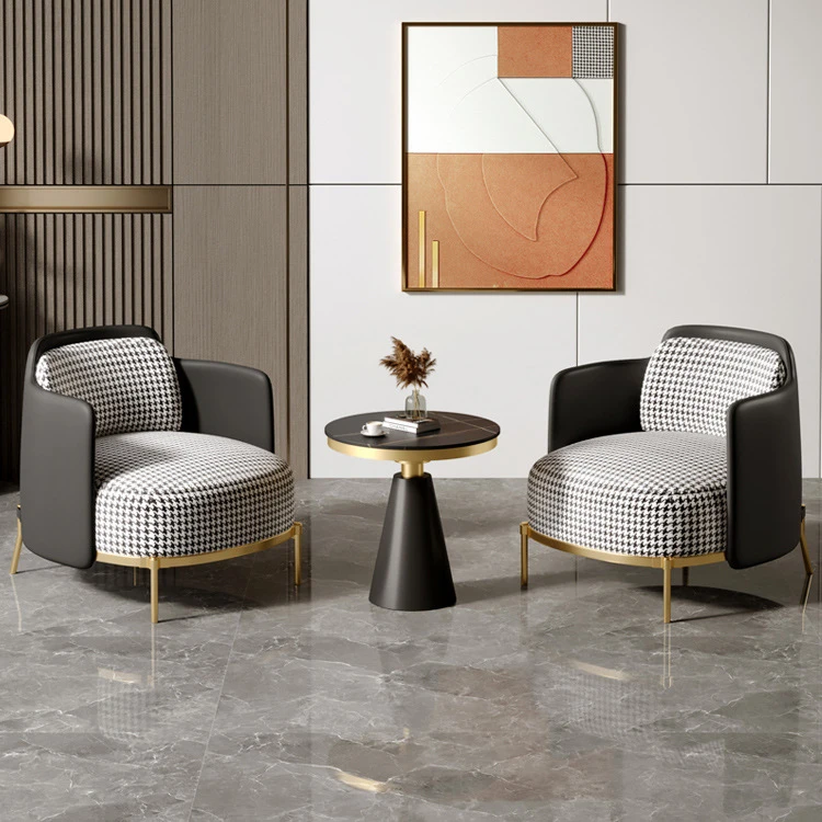Melton PU Leather Linen Fabric Sofa Chair in home setting — Singapore