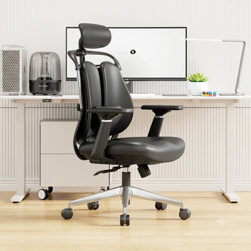 Ruby Ergonomic Office Chair by Linear Furnishings – Dual-Back Support, SGS Class 4 Gas Lift, 360° Silent Wheels, Water-Resistant Fabric