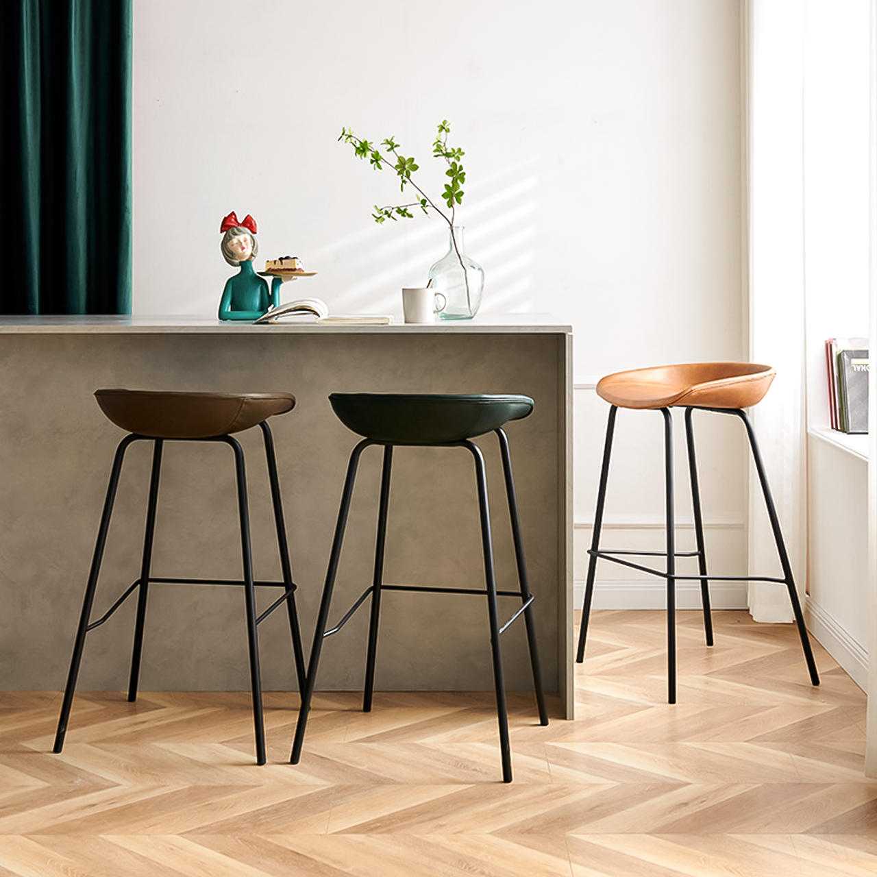 Clark Leather Bar Stool Singapore | Linear Furnishings Singapore
