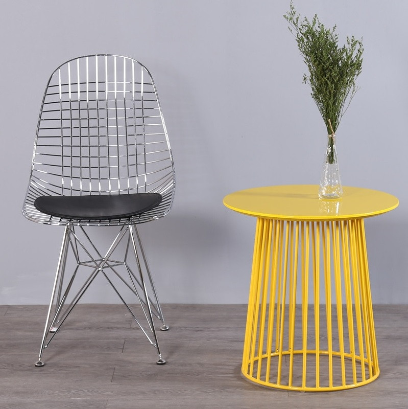 FRIHET Metallic Dining Chair with Mesh Back Support Nordic Style (4 Pieces) Singapore | Linear Furnishings Singapore
