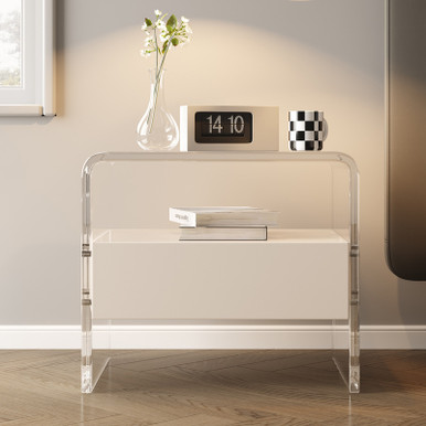 Calliope Acrylic Bedside Table Modern Style Singapore